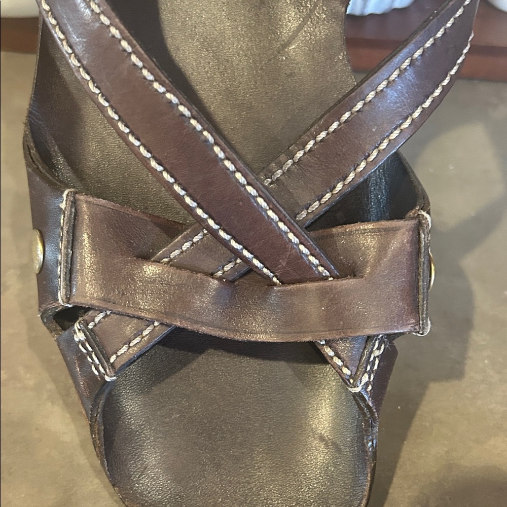 Miu Miu Classic Dark Brown Leather Slingback Sandals - Picture 4 of 9